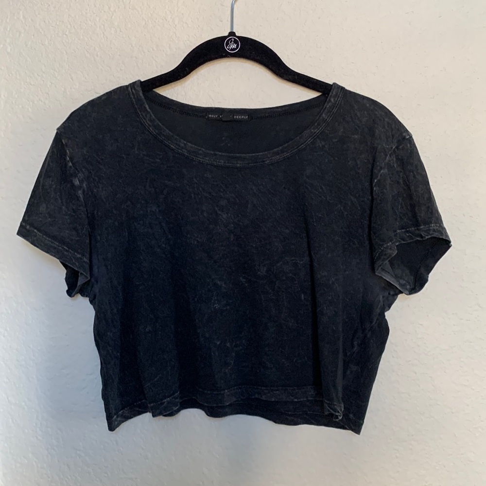 Urban Outfitters Black Marbled Crop Top
